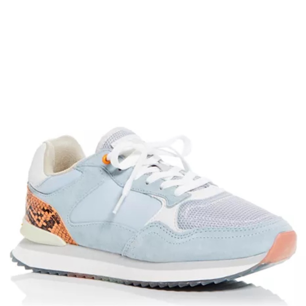 Hoff Ushuaia Low Top Sneakers size 39 US8 Blue Suede Snake Heel Lace Up